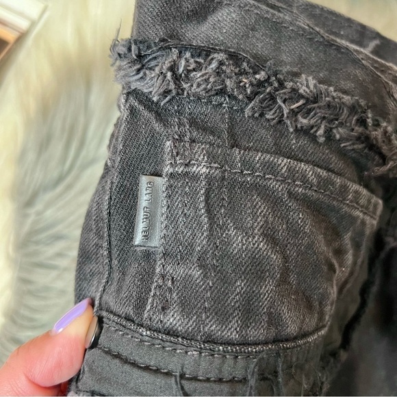 Helmut Lang Black Vain High Rise Rolled Boyfriend Women’s Denim Shorts Sz 26 - Picture 7 of 10